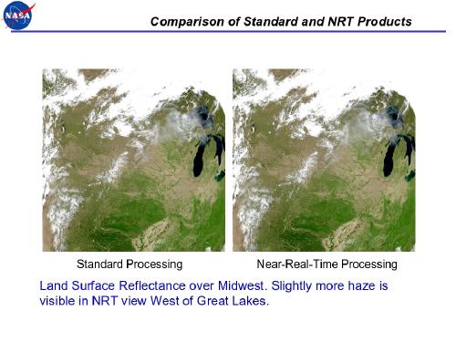 Comparison of Standard and NRT Products (Land Surface Reflectance)